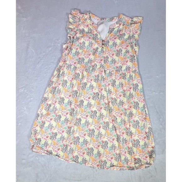 LOFT Dress Womens S Small Paradise Ruffle Button Sleeveless Tropical Flounce - Picture 3 of 15